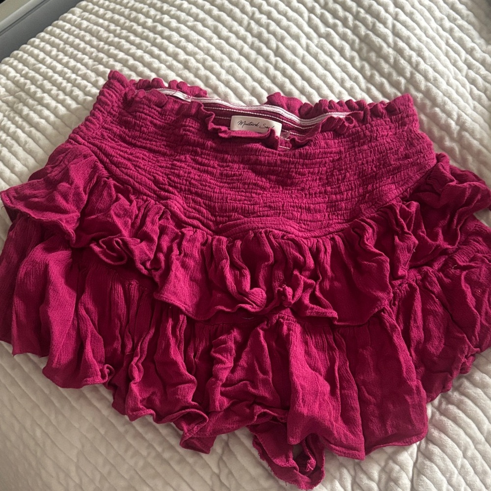 Mustard Seed Fuchsia Ruffle Tiered Shorts